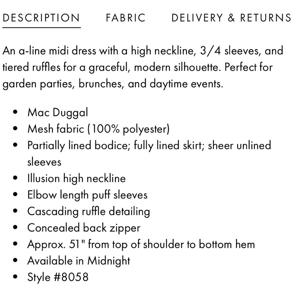 Mac Duggal Elegant Navy Textured Midi Dress - Picture 5 of 11